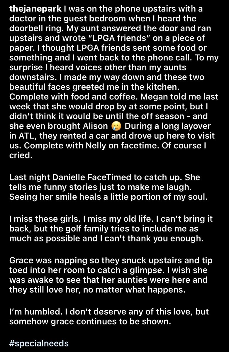 Surprise visit to help heal my heart. The <a href="/LPGA/">LPGA</a> family pulls through again. Thank you for making me feel included. <a href="/daniellekang/">Danielle Kang</a> <a href="/megan_khang1023/">Megan Khang</a> <a href="/NellyKorda/">Nelly Korda</a> <a href="/alisonlee/">Alison Lee</a>