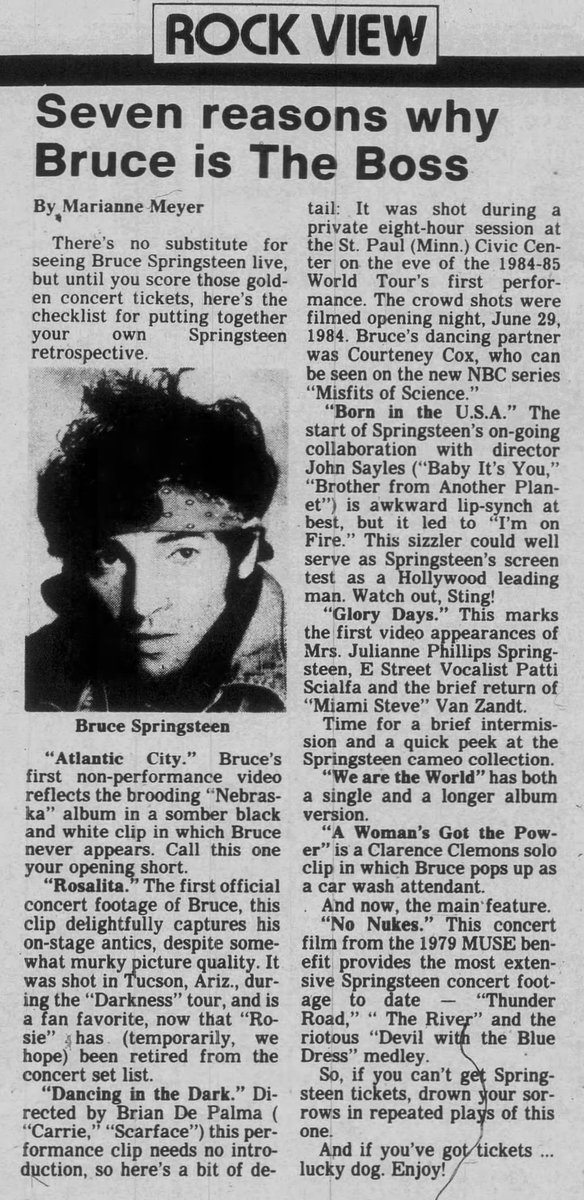 bitusa_tour's tweet photo. 02.10.1985 - News of the day as Bruce Springsteen &amp; The E Street Band prepare for the tour finale. #springsteen #estreetband #bitusatour🇺🇸 https://t.co/np0GvlacLr