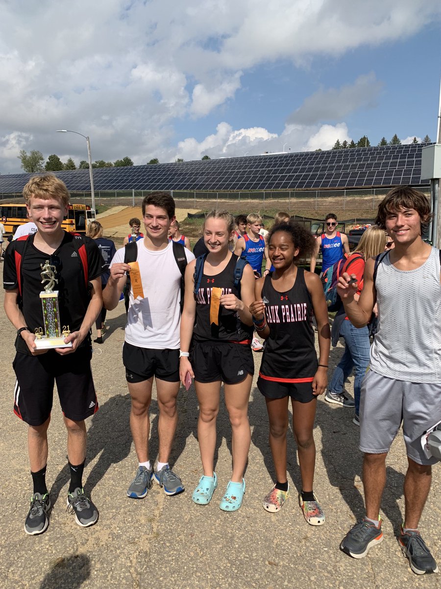 At the Platteville Invite today, Jack Boerger was the overall winner in a time of 16:00. Dalton Zirbel was 10th and Carson Enge was 28th. On the girls side CJ Gregg was 7th in another school record breaking time of 20:12. Natalie Curtis was 27th. The boys were 6th, girls 9th.