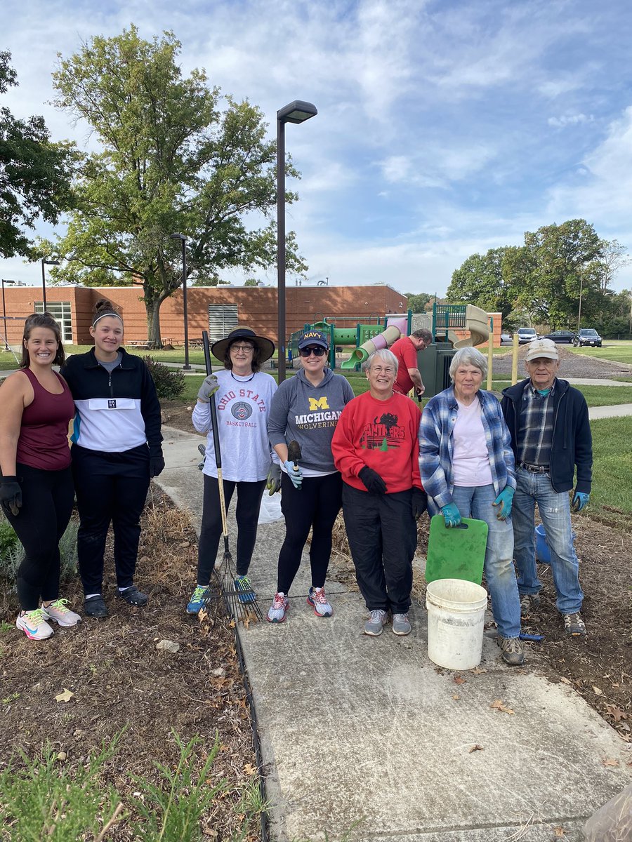 Cleaning up our Sensory Garden at OSSB.  Such dedicated staff!
