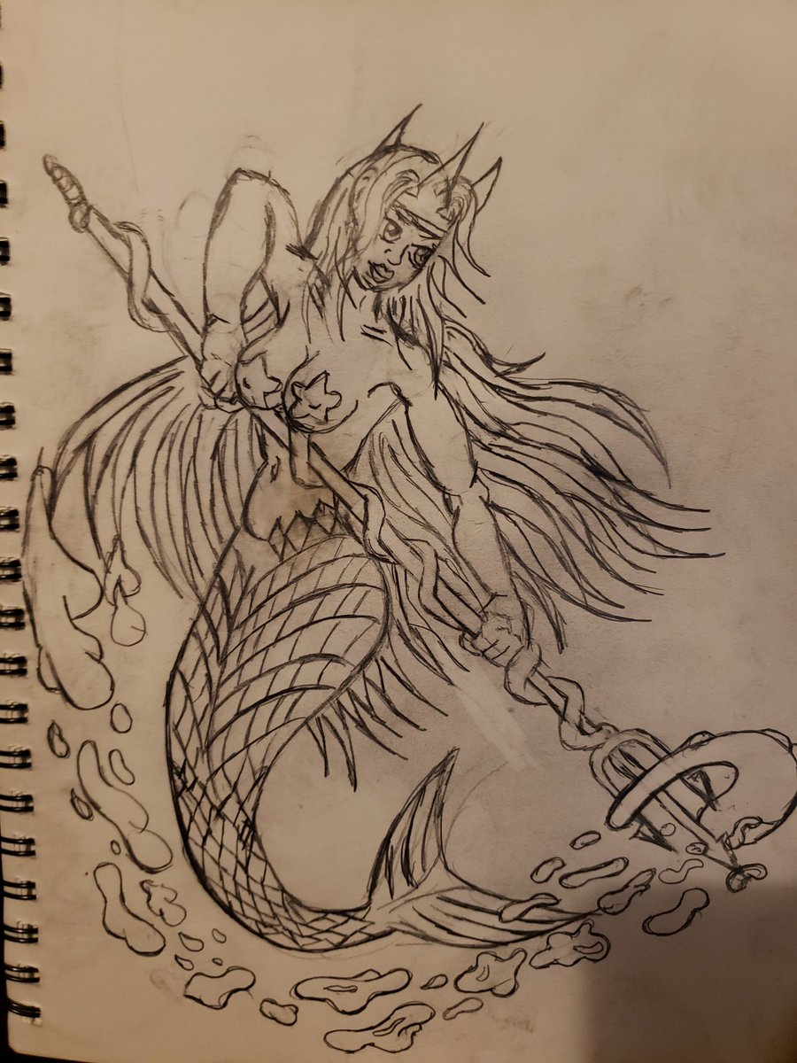 JLee_Akaza's tweet image. #Blacktober2021 #sketchtober2021 # Day 2 Mermaid Girl