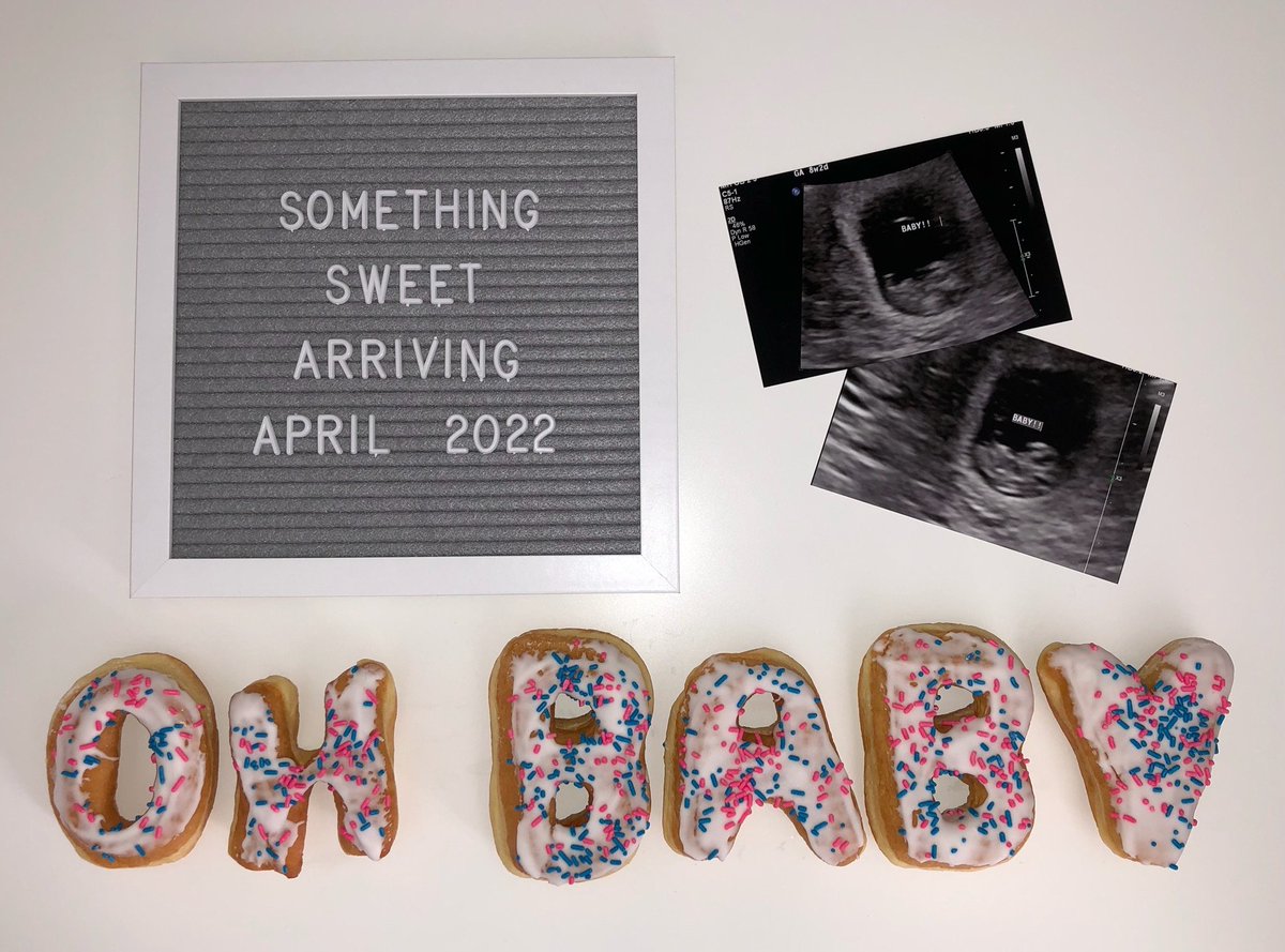 BernardS50's tweet photo. Our news is sweeter than donuts! Baby Smith is due April 2022!!!!! https://t.co/er1tRpc1jY