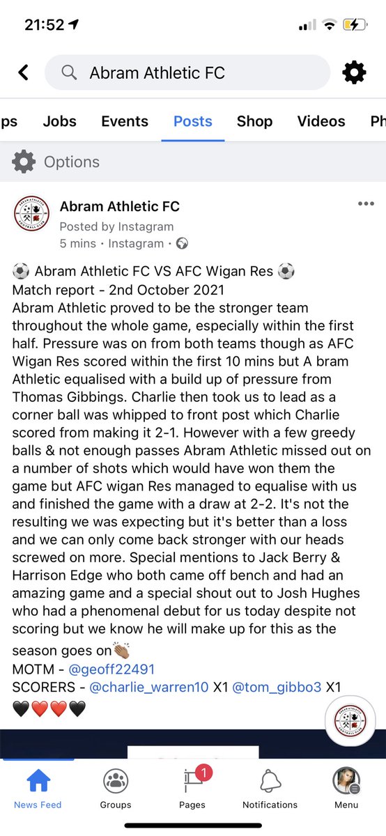 AbramAthleticFC (@abramathletic) on Twitter photo Good game against <a href="/afcwiganres/">AFC Wigan Saturday Reserves (New)</a> with a 2-2 draw even though it should have been a win for us! Onto the next game ๐คโค๏ธ๐๐ฝ Good game against <a href="/afcwiganres/">AFC Wigan Saturday Reserves (New)</a> with a 2-2 draw even though it should have been a win for us! Onto the next game ๐คโค๏ธ๐๐ฝ