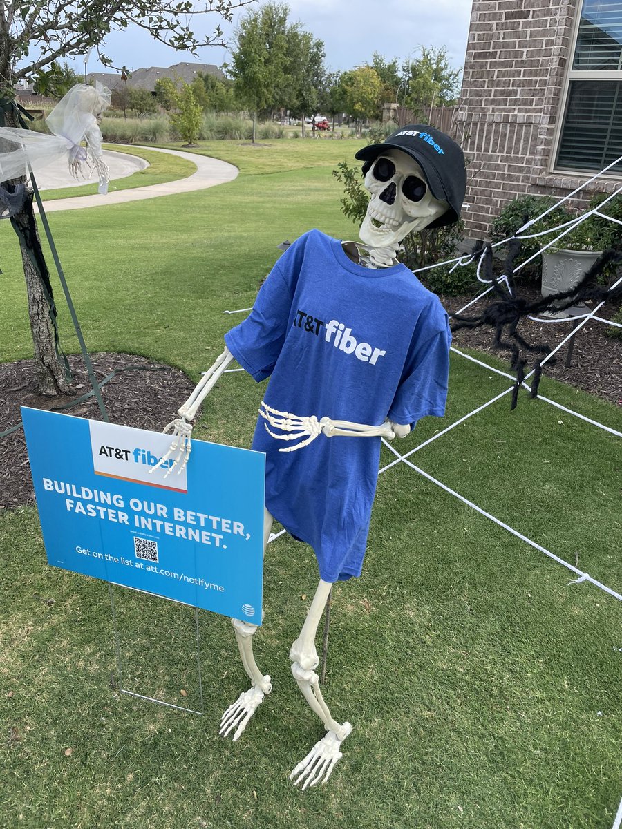 When you love decorating and you love the company you work for.  Go Fiber!  #attemployee #LifeAtATT <a href="/ATT/">AT&T</a> #halloween #skeleton