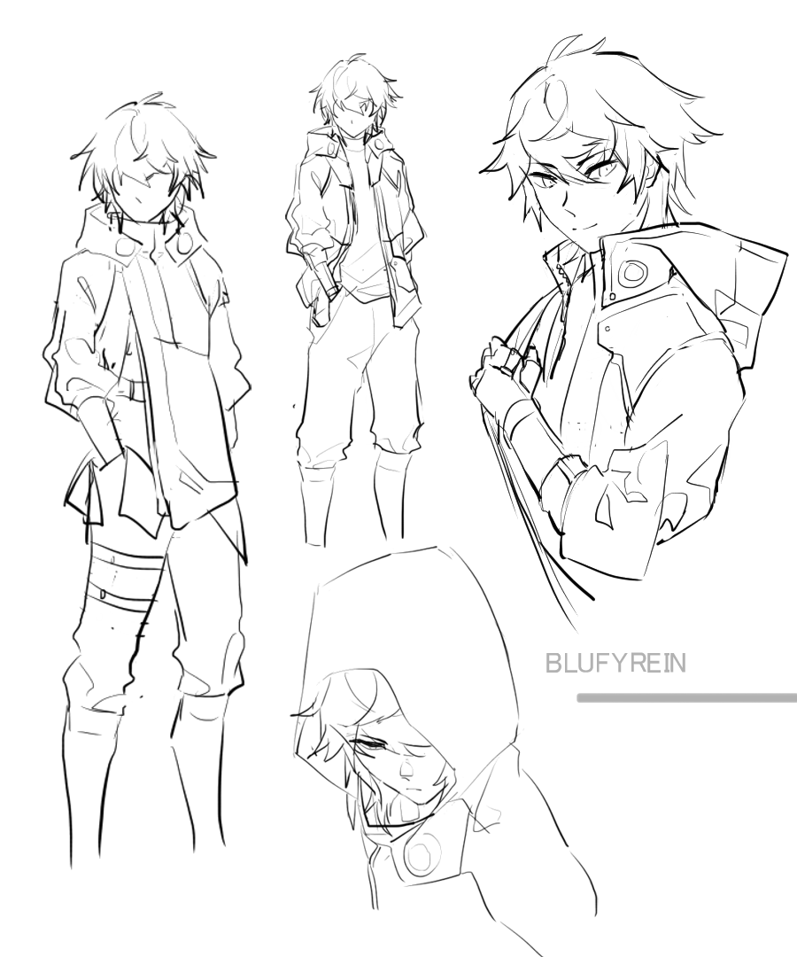 bonuses: jacket off + alt hair /// alt coloring (reminds me of an orca ehe) /// other doodles and stuff i made while trying to make the design ghdfkjg 