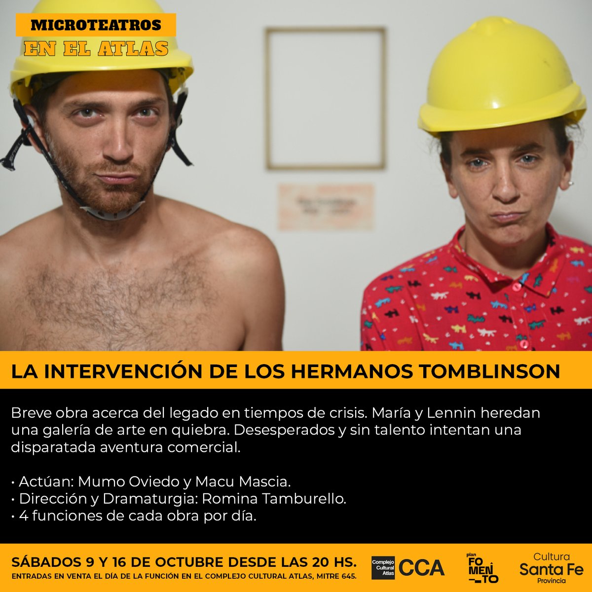 CCAtlas's tweet photo. #MicroTeatros en el #Atlas.
🗓️ Sábados 9 y 16 de octubre desde las 20 hs.
🎭 4 funciones de cada obra por día:
• Yo soy muy Beat, vos muy punk.
• La intervención de los hermanos Tomblinson.
• La materia pendiente.
• Porno style. https://t.co/mUoYygsoHJ