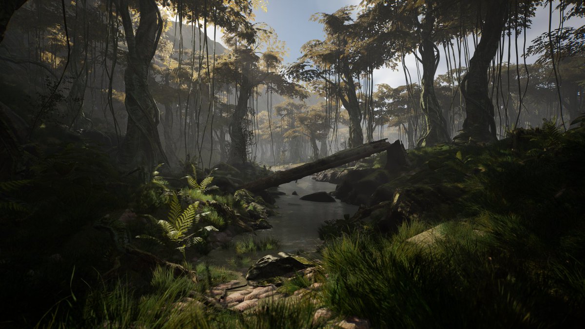 Hey #screenshotsaturday, here is a little WIP of the jungle I'm working on ! 
Currently creating more diversified vegetation in #speedtree 🌳
Stay tuned !

#gamedev #madewithunreal