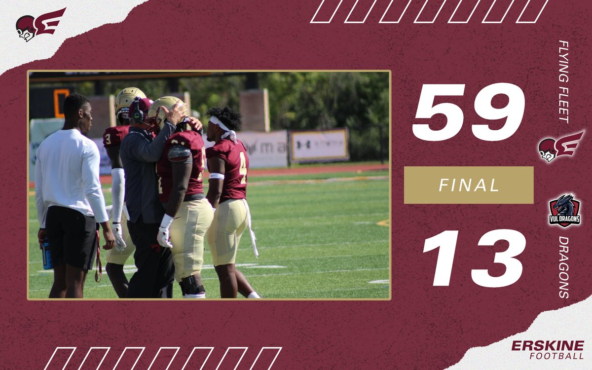 FleetFB's tweet photo. The Flying Fleet bring home a victory on homecoming! 

Final score: Erskine 59 - VUL 13

#TheFleetWay https://t.co/XuklBJTLjj