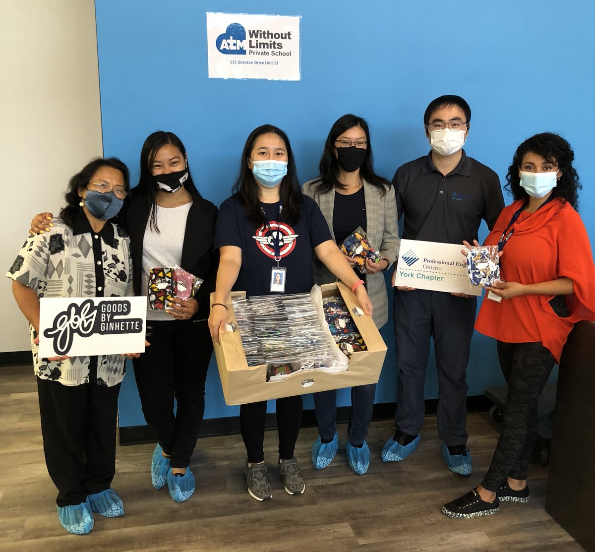 peoyork's tweet photo. PEO York Chapter was pleased to have the opportunity to donate 200 children's masks to support local charity institution @AutismInMind, a children's charity in the York region. These masks were locally made by Ginhette @goodsbyginhette; our design challenge winner. https://t.co/6XIh3aeYs0