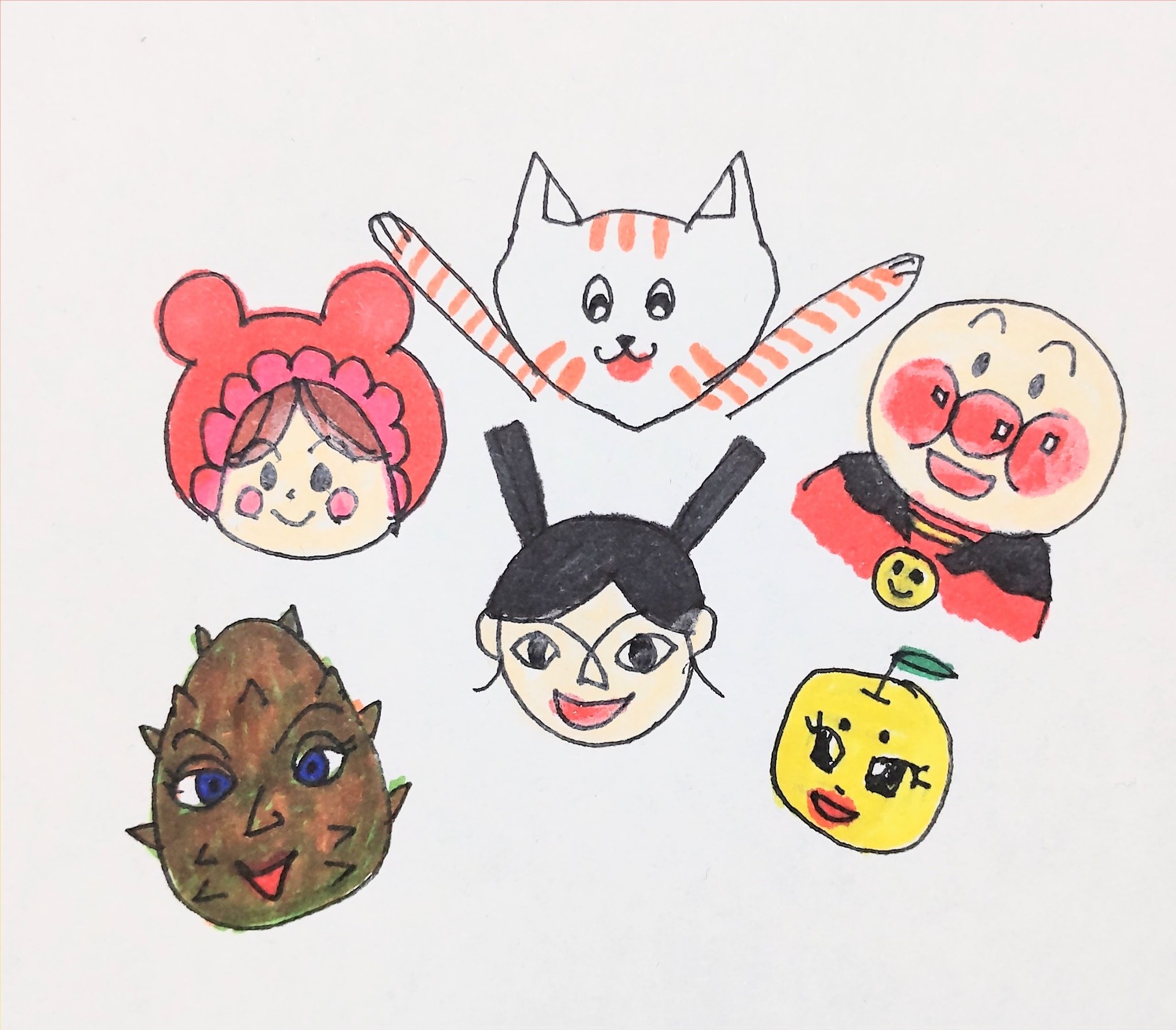 とら はな子 おはようございます アンパンマンの日 今日は 好きなアンパンマンのキャラ を たくさん描いたよ まだ 描き足りないけど 皆さんの好きなキャラは誰ですか 今日も素敵な日曜日を イラスト好きさんと繋がりたい