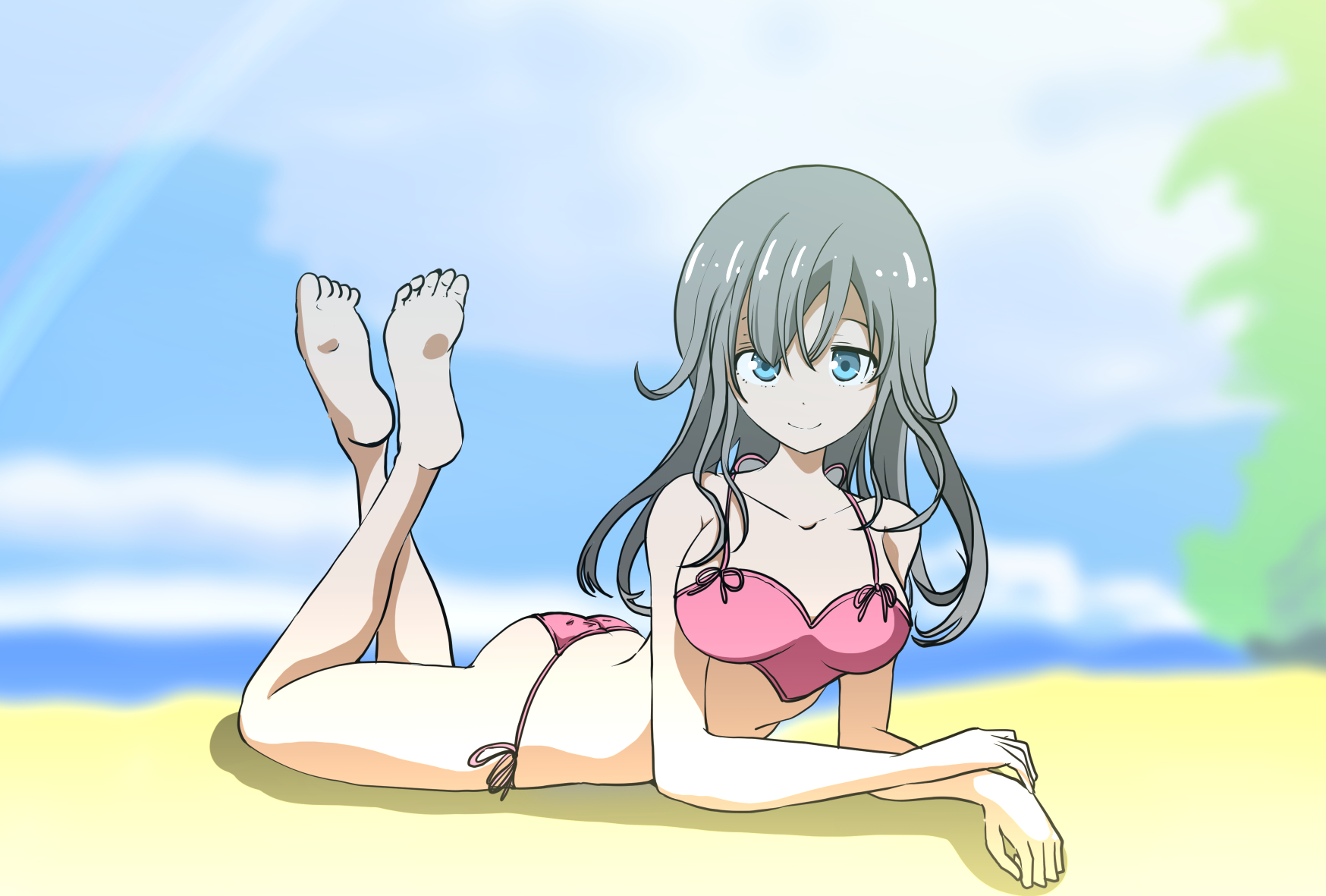 櫻井直 漫画 イラスト描き 一生に一度の妻のグラビア写真 新婚旅行でハワイに来た解放感から 撮影許可が降りた一枚 今後一生こんな水着も着ないしポーズも取ってくれない アニメ塗り イラスト 絵描きさんと繫がりたい グラビア 水着 海