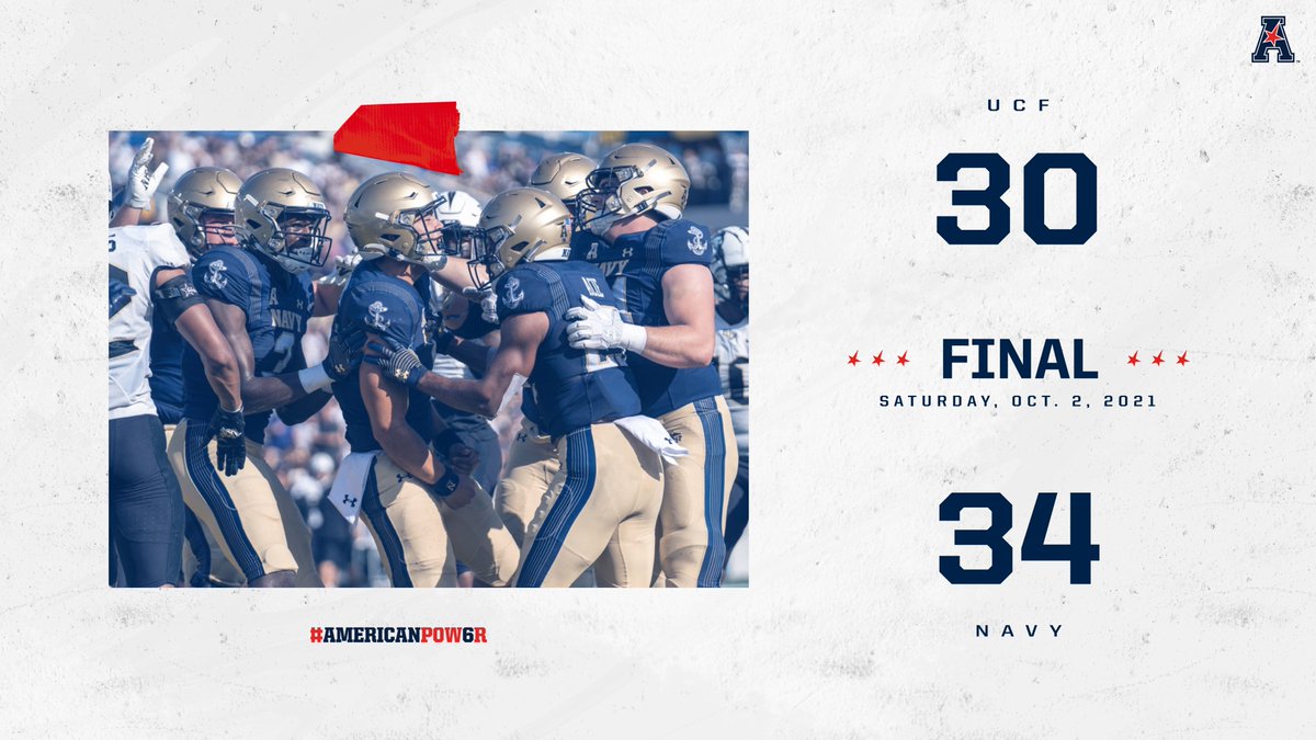 American_FB's tweet image. .@NavyFB hangs on to pick up their first victory of the season. 

#AmericanPow6r
