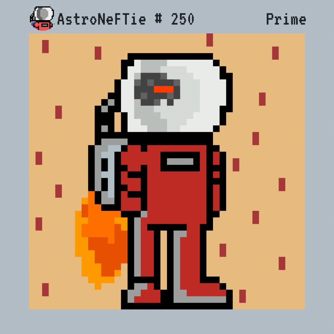 AstroNeFTie #250👨‍🚀🚀
Another Prime just landed on Earth 🌍🚀

CYBORG EYE and JET PACK 🚀

Price: 0.05 ETH
Ranking: Prime

Available on <a href="/opensea/">OpenSea</a>!

opensea.io/assets/0x495f9…

#NFTCommunity #NFT #AstroNeFTies