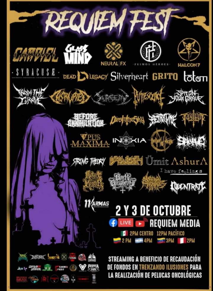 MandoKalani's tweet photo. #RequiemFest @Cardial + @glassmindmx + @NeuralFX + @H7Oficial + @DeadlegacyMx + @grito + @Surgery +@opusmaxima_band + @InoxiaBand + @Putrescence + @SpitGrave + @formthegrave + @DiesInTheSky + #BeforeAnnithilation + @silverheartband + @GrupoKARMAmx +@Ashura + @siracusemusic 🤘☠🤘 https://t.co/8TvJ5VLh8j