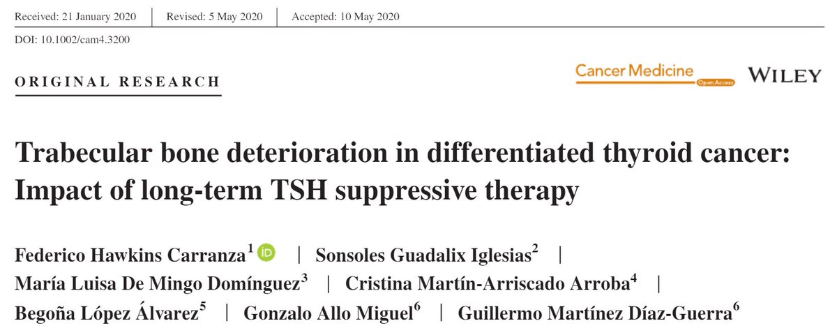 update_in_nm's tweet photo. Trabecular bone score (TBS) is significantly lower than baseline in patients with DTC who received long-term TSH suppressive therapy (TSH <0.1 mU/L, > 5 years) #thyroid #thyroidcancer #trabecularbonescore #osteoporosis #fracture #TSH #bonedensity #TBS https://t.co/KlujnbXC6W