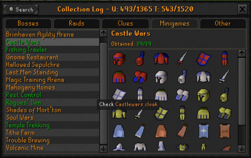 OgRockstar's tweet photo. I didn't finish the full set, but I finished the collection log for Castle Wars! :) #OSVets #Maxed #PetHunter https://t.co/pHZK4pw41A