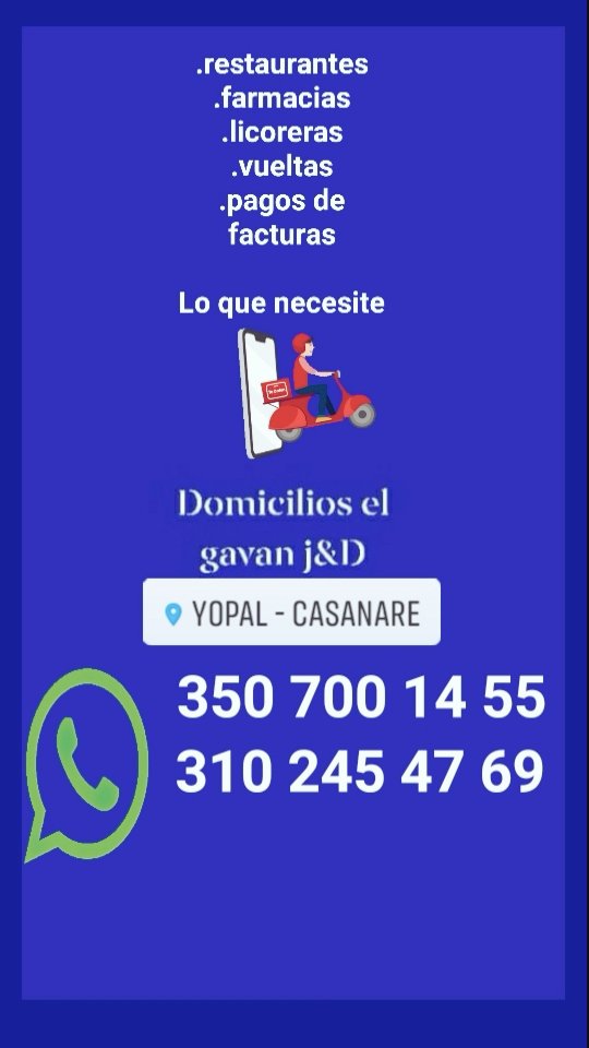 Dagumar2's tweet image. Préstamos el servicio de domicilio dentro de la ciudad de Yopal.
Precios accesibles.