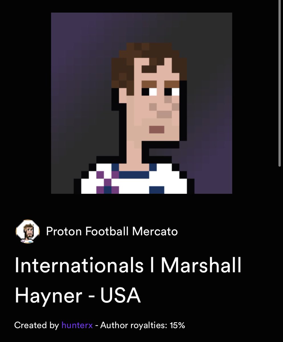 CrypFennecs_NFT's tweet photo. This is the most special Player in all our collection.
The @MarshallHayner 
Now in the Proton Football Transfer Market. 👌⚽️
Internetationals | Marshall Hayner -USA 🇺🇸
Edition 1 has been gifted to Marshall.
#football #betterthanmessi #betterthanronaldo
https://t.co/e9bPVcTE8N https://t.co/n4K92mLwx6