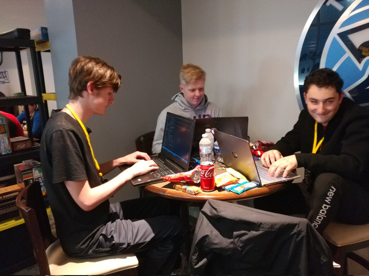 RHSCompSci's tweet photo. A few RHSCompSci students are working late into the night at the @HackDFW hackathon at the @ComericaCenter in Frisco.
#hackathon #hackdfw #grinding #nosleep https://t.co/BofSsXtSbP