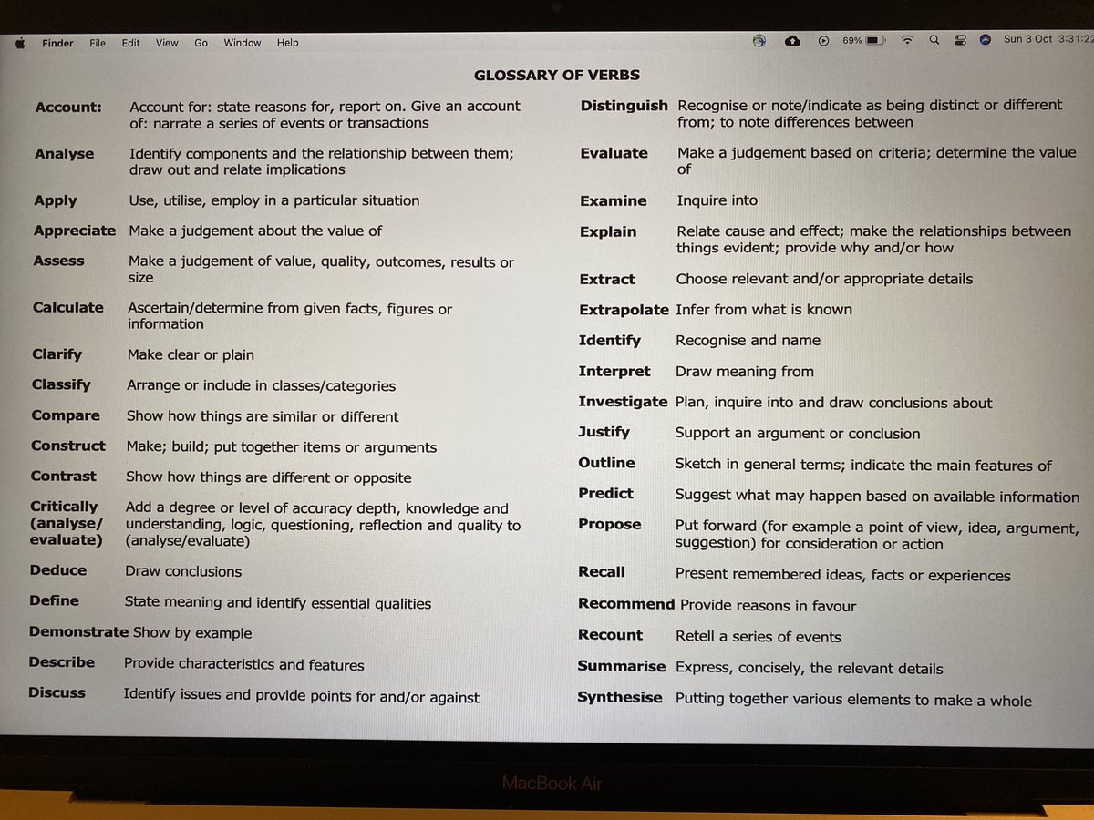 miss_c_teaching's tweet photo. You know you’re a student teacher when your alternate desktop background is the ‘NESA glossary of key words’. Yep, that’s my life #lessonplanning #Mteach https://t.co/iYvoKcctv5