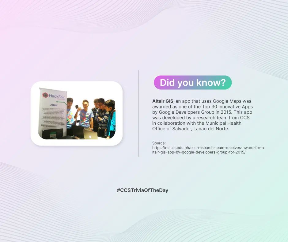 ccs_wolves's tweet photo. ❔❓❔DID YOU KNOW❓❔❓

Did you know that the developers of Altair GIS are from CCS?

Find out more thru our trivia of the day!
#CCSTriviaOfTheDay https://t.co/qraEIBau58