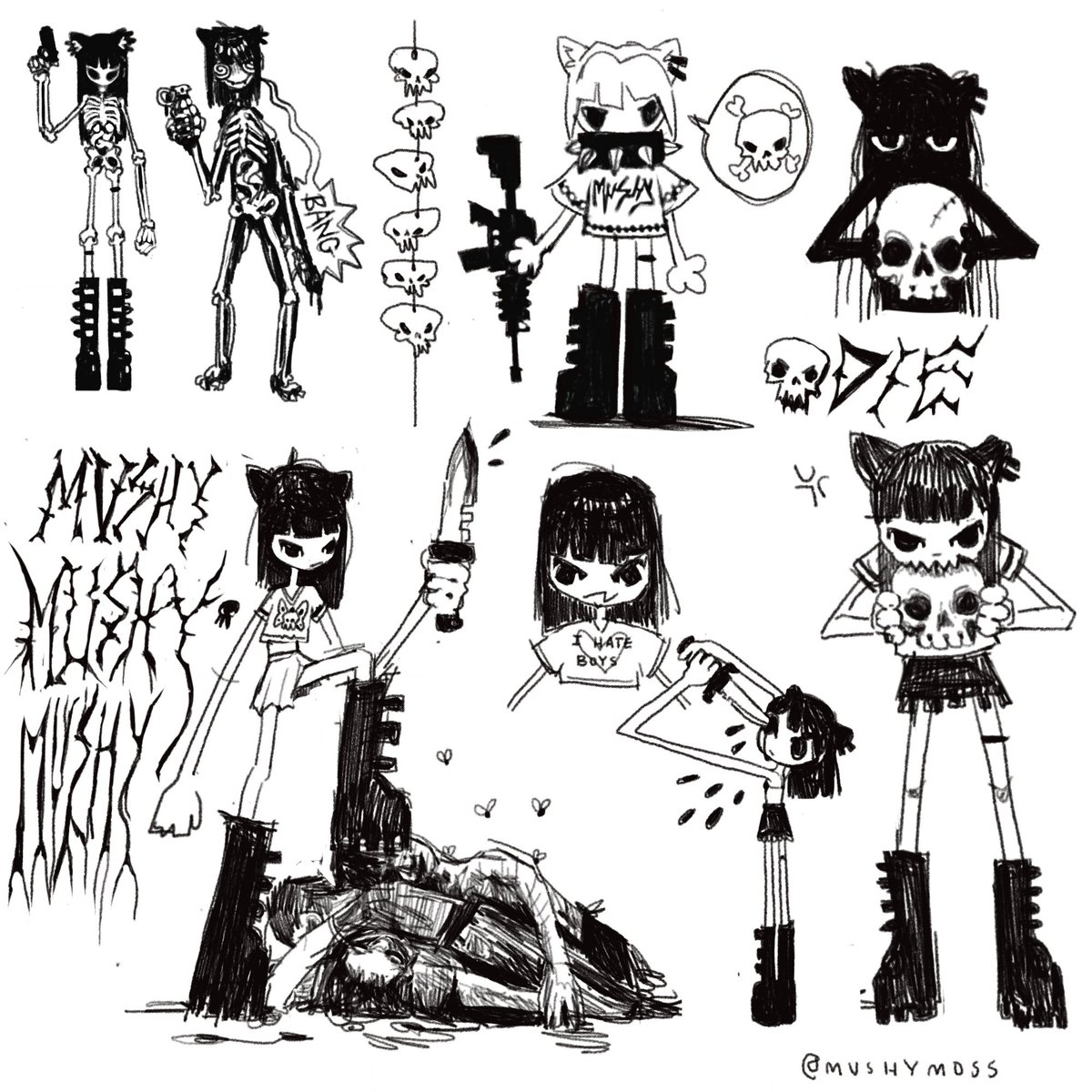 Was sketching for new keychain ideas and ended up with a bunch of Lilith doodles 