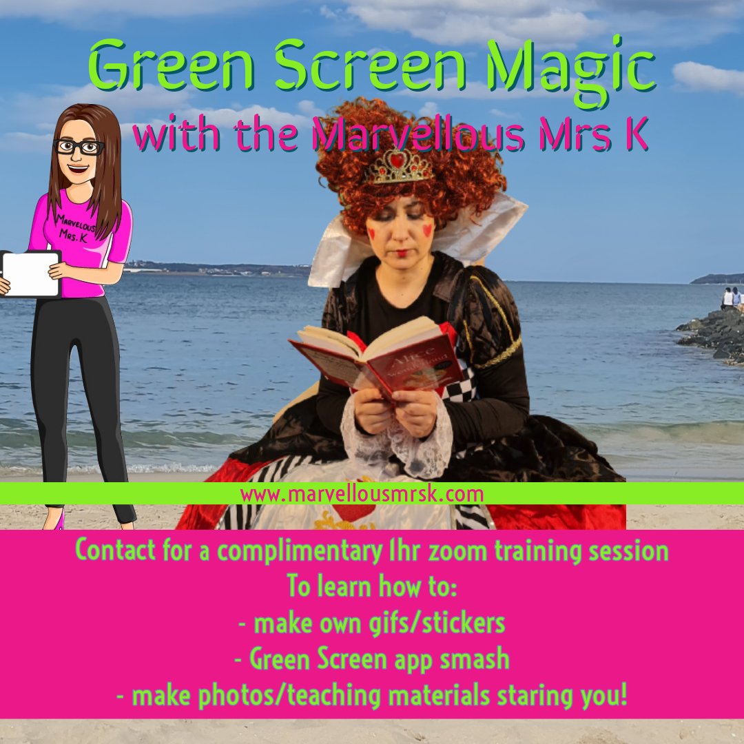 Complimentary 1hr zoom training with @MarvellousMrsK1. Learn how to: make own #gifs #stickers #GreenScreen #appsmash #photos #teachingmaterials staring you! Follow and DM for details. #onlinelearning #BacktoSchool2021 #GoogleGEG #freeforteachers