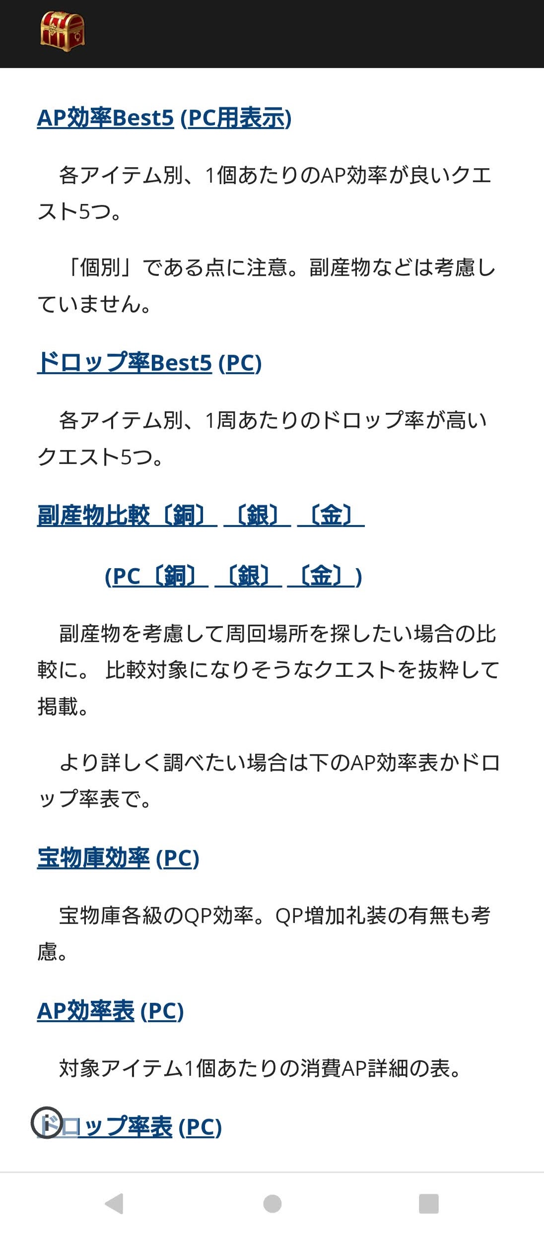 赤僕 Fgoアイテム効率劇場 主に重さ対策として 以下の3つに分割しました Ap効率 ドロ率best5 副産物比較 銅 銀 金 宝物庫 Ap効率表 ドロ率表 メインページのリンクも合わせて修正しました 続くツイートに直リンurlも貼っていきます
