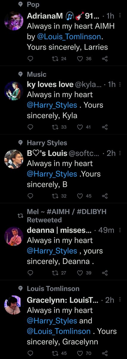 Deb_Always28's tweet photo. All the topics in a row
Pop, Music, Harry, Louis https://t.co/IbQCQM5IDs