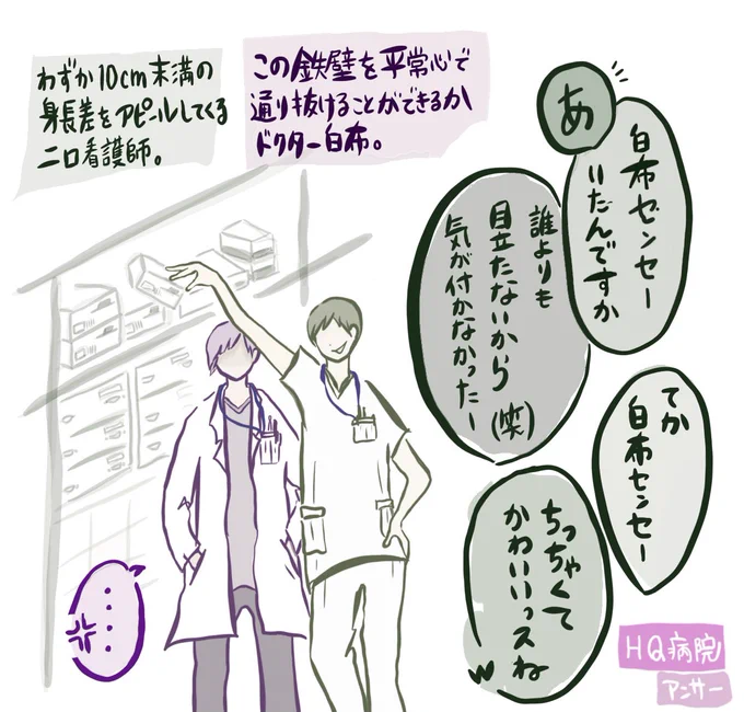 @f8VBIqfMoYuloi3 ㊗️900越えイイネ♡もうすぐ4桁㊗️
【アンサーイラスト】
二口看護師と白布先生の攻防は続く--- 