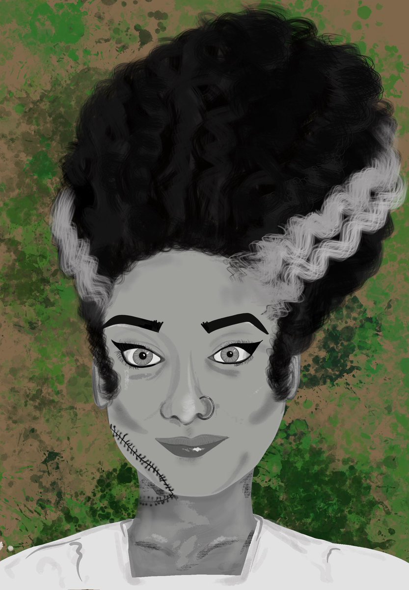 A_New_Hopeful's tweet photo. Catching up on #mabsdrawlloweenclub  Day 1: Monster Self-Portrait #drawing #procreateart #halloween #brideoffrankenstein https://t.co/FVE1jZRacX