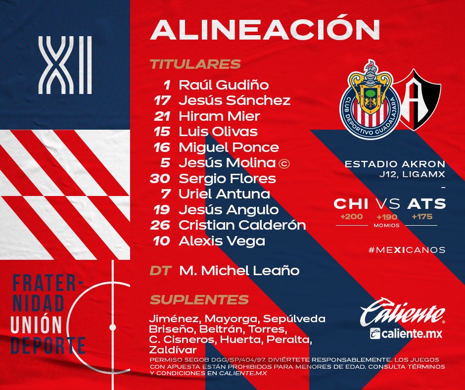 Chivas's tweet photo. ¡EL 11 DEL EQUIPO DE LA CIUDAD! 🔴⚪️🔵

🔥 ¡Regístrate ahora en @calientesports y recibe $400 🤑  de regalo para tu primera #ApuestaPorElRebaño! 📲 https://t.co/so7lhZec4A https://t.co/I9qOQP4rsa