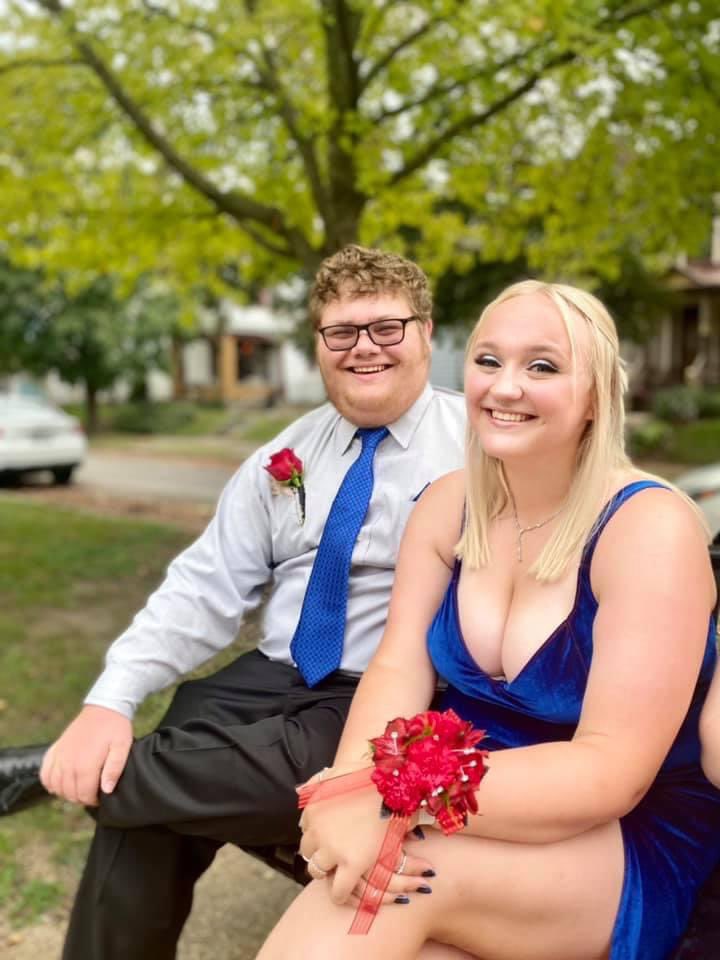 amy_michael1's tweet photo. You know it’s a special occasion when these two seniors are at Schwarm Stadium in something other than their marching uniforms! #hoco2021 https://t.co/hw8OmmcEfI