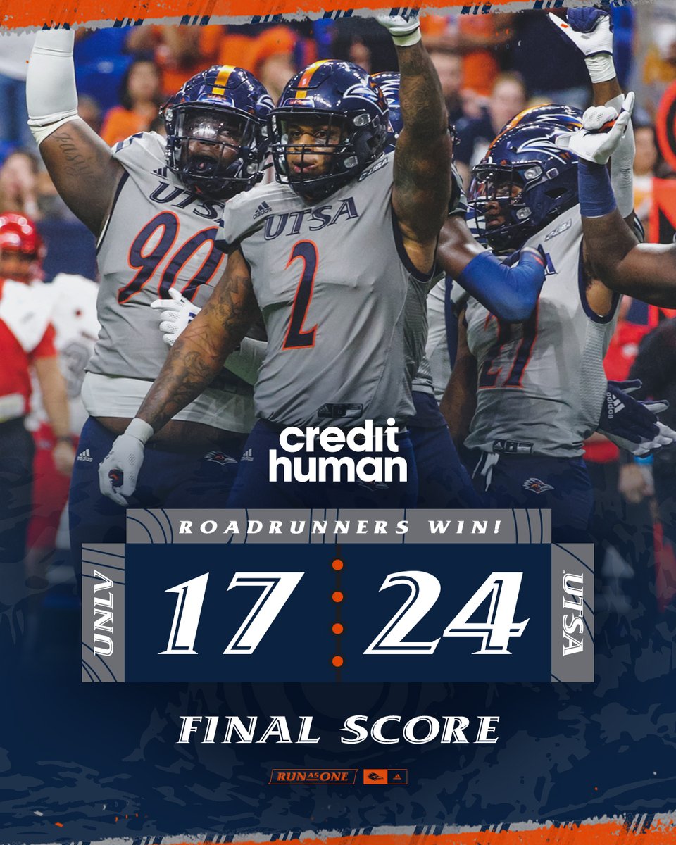 UTSAFTBL's tweet photo. FINAL! UTSA equals the best start in school history, outlasting UNLV at the Alamodome. NEXT: UTSA travels to WKU on Saturday at 6 pm on Stadium &amp; @ticket760. 

🔗 https://t.co/sjfhI05LM0

#BirdsUp 🤙 https://t.co/IxzJ0hoAtt