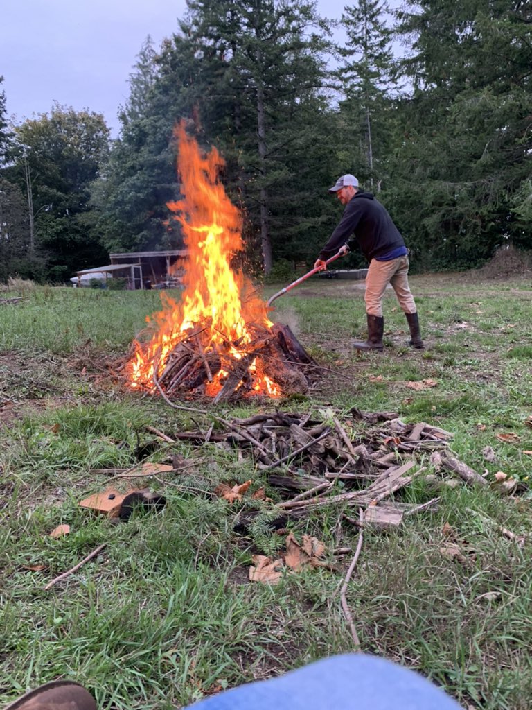 dapplewoodfarm's tweet photo. We’ve been working hard today. Started on the fence, mowed the pasture, burned some debris. #norest #alltheprojects https://t.co/RHgLAbSw3Q