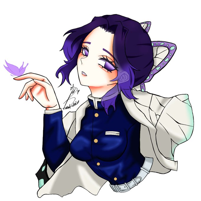 ハム子さんがTwitterに投稿した胡蝶しのぶ(鬼滅の刃)のイラスト。