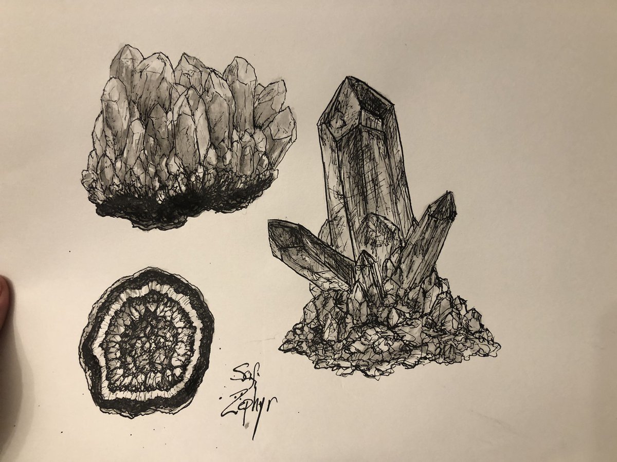 ScifiZephyr's tweet image. I’m out of practice. Good thing October is an excuse to start drawing again. Day 1, crystal #Inktober #inktober2021