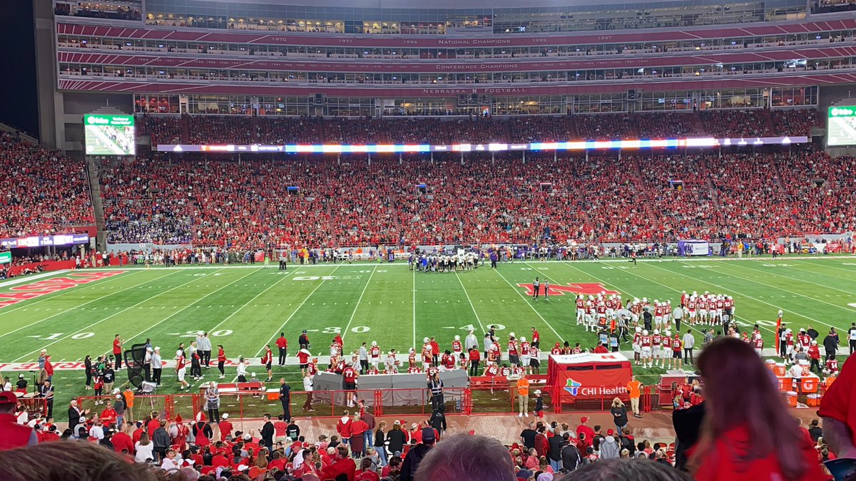 With my wonderful wife <a href="/Dianejwaters/">Diane Waters</a> watching the huskers run up these wildcats! Lookin good coach Frost😉 @HuskerFBNation #huskerfootball #lovemywife