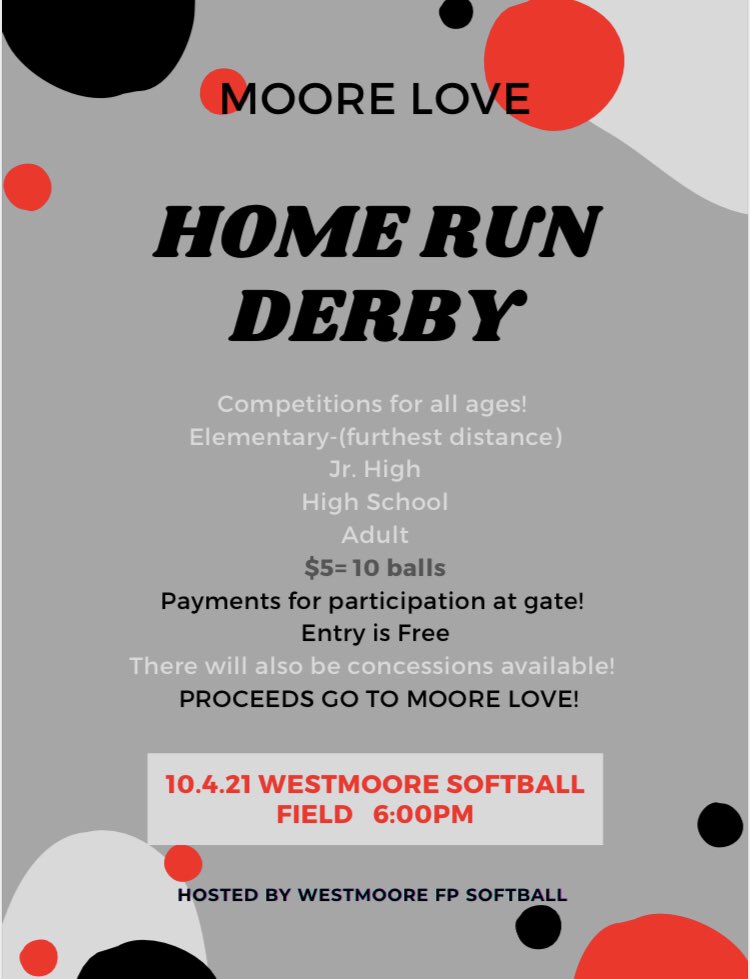 Monday Monday Monday! Make plans to join us! Anyone elementary through Adults can participate! We will start at 6:00pm- come have dinner and watch and/or get out and swing! Come show us how it’s done! <a href="/whsjagathletics/">Westmoore Athletics</a>  <a href="/WestmooreHS/">Westmoore High School</a> <a href="/WestmooreSS/">WHS Student Section</a> <a href="/jags_baseball/">Westmoore Baseball</a> <a href="/whs_moorelove/">Westmoore’s Moore Love</a>