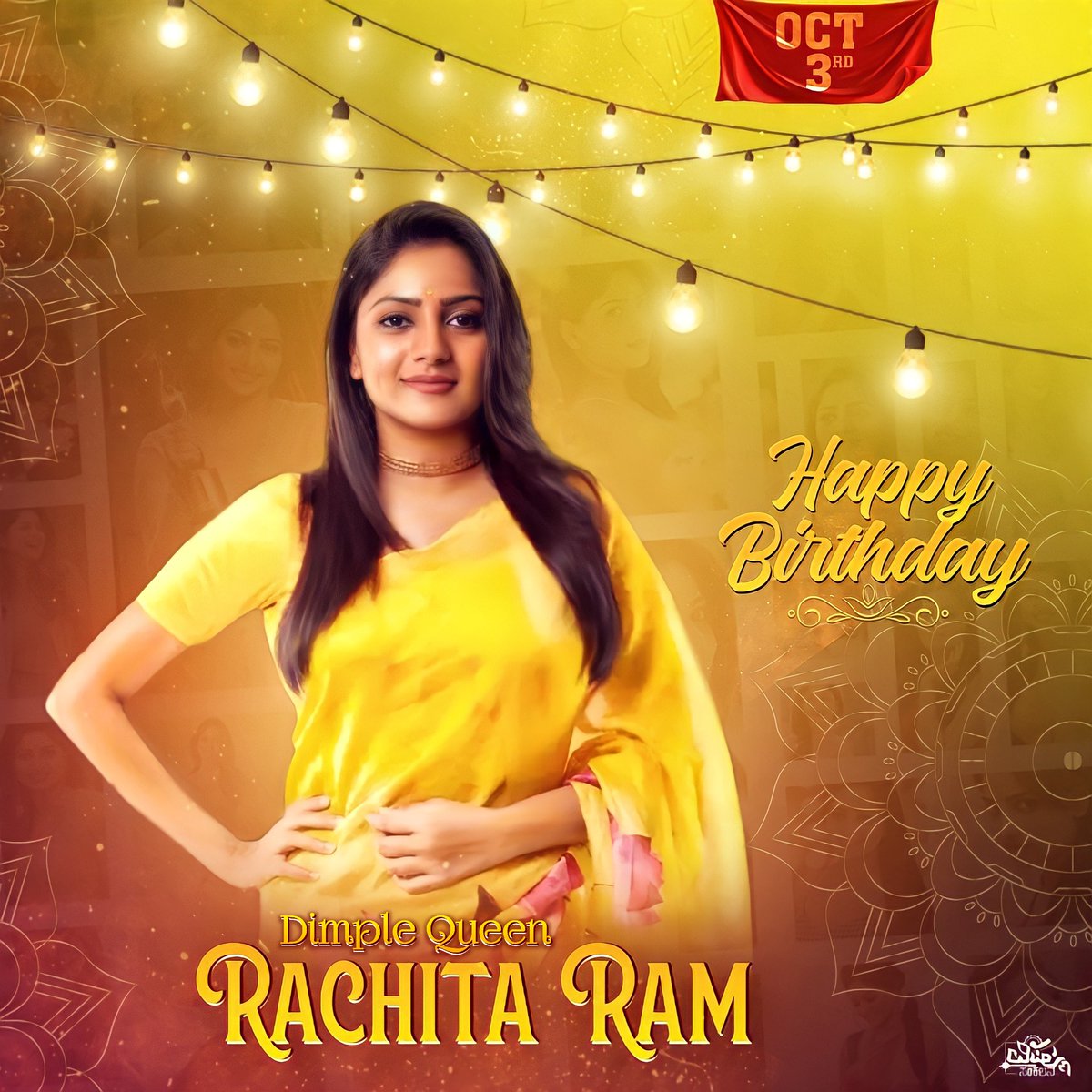 Happy birthday dimple queen @RachitaRamDQ Here is the Special Poster to celebrate  racchu's Birthday! 🥺❤🎉

Design :- @vishnu_vish10

#HBDDimpleQueenRachitaRam #SandalwoodDimpleQueen #EkloveYa #100 #SuperMachi #MonsoonRaaga #Veeram
#Matinee #LoveYouRachchu