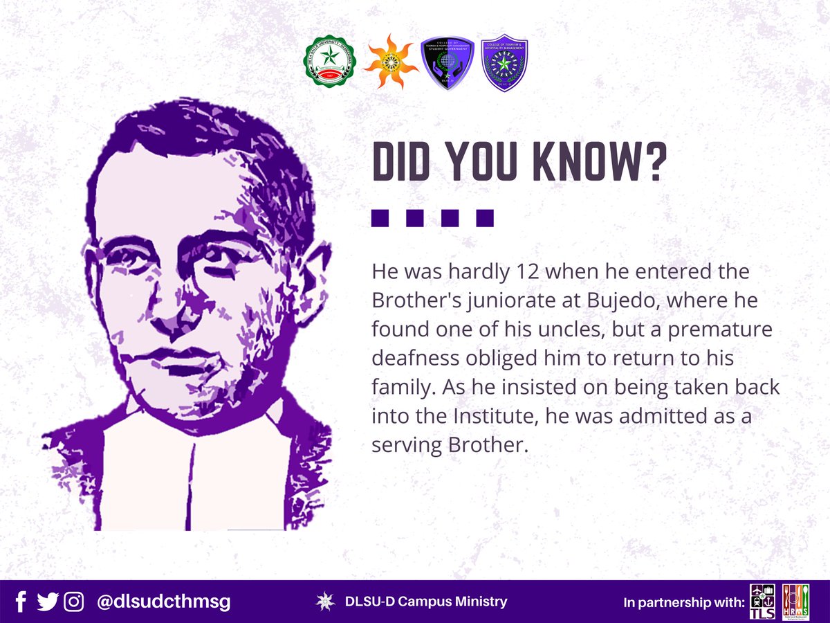 dlsudcthmsg's tweet photo. St. Marciano Jose Trivia #2
...
Get to know St. Marciano Jose, the Lasallian Patron of the College of Tourism and Hospitality Management, through these fun facts
#CTHMAsOne
#cthmsg2021 https://t.co/r3Vg3tvDa0 https://t.co/aDl4wn79zV