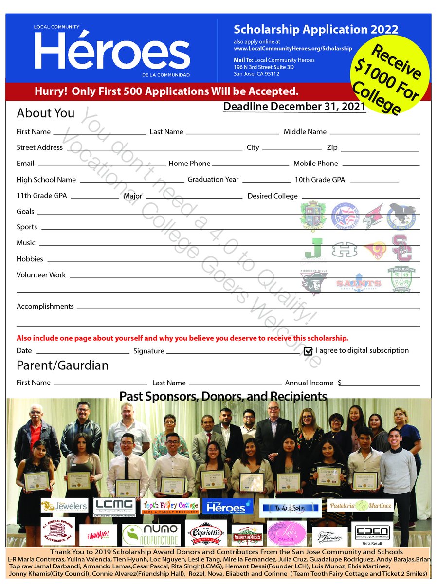 BarterYourWay's tweet photo. Local Community Heroes is accepting Scholarship Applications for 2022 in San Jose https://t.co/Vx377VxnCo #SanJosé https://t.co/gQFh1ZBtV1