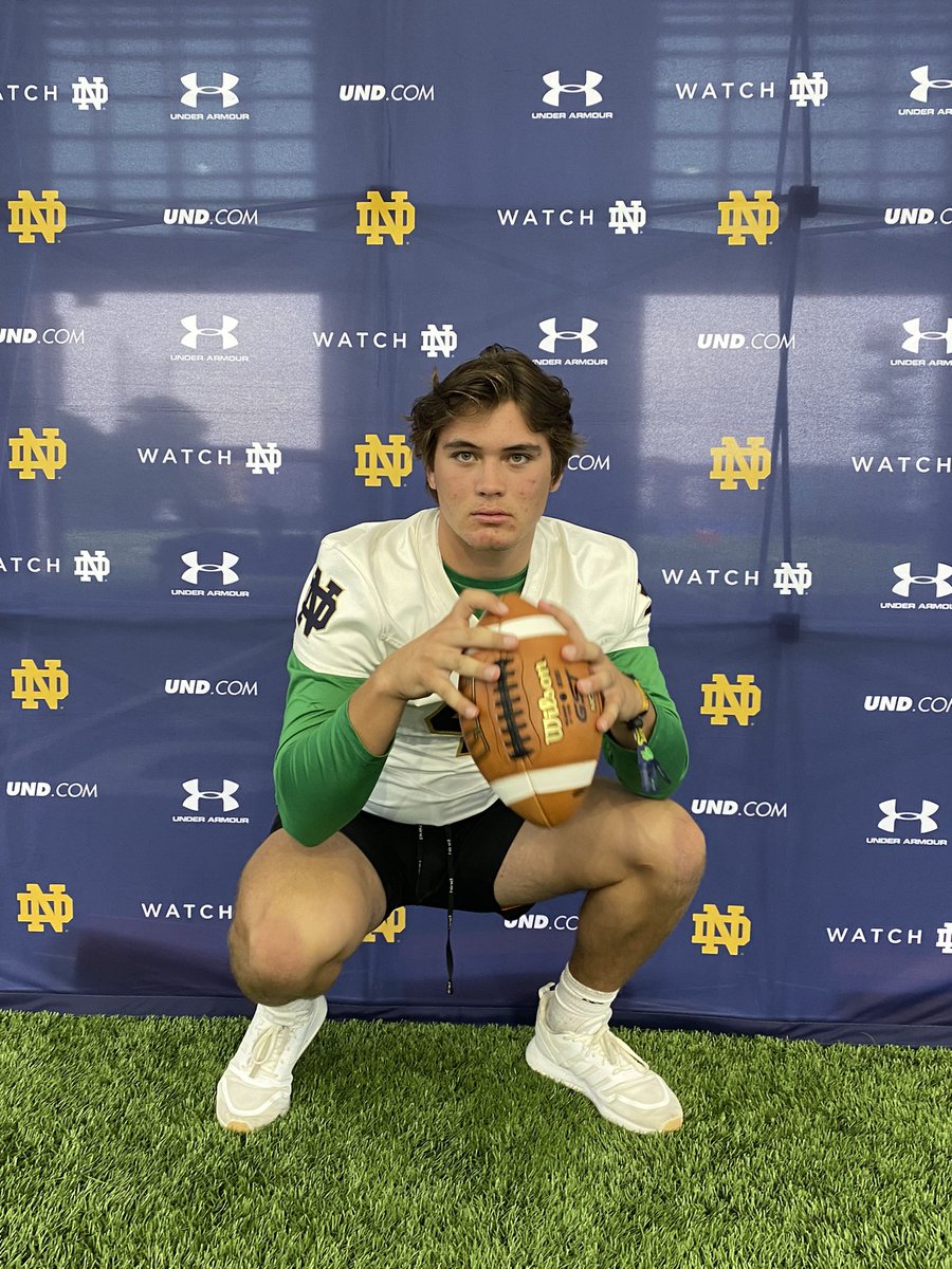 AidanSteinfeldt's tweet photo. Had a great game day visit @NDFootball. Thanks so much for having me @aarynkearney @CoachJ_Mc @CoachBrianKelly #GoIrish https://t.co/RCtLAWCK77