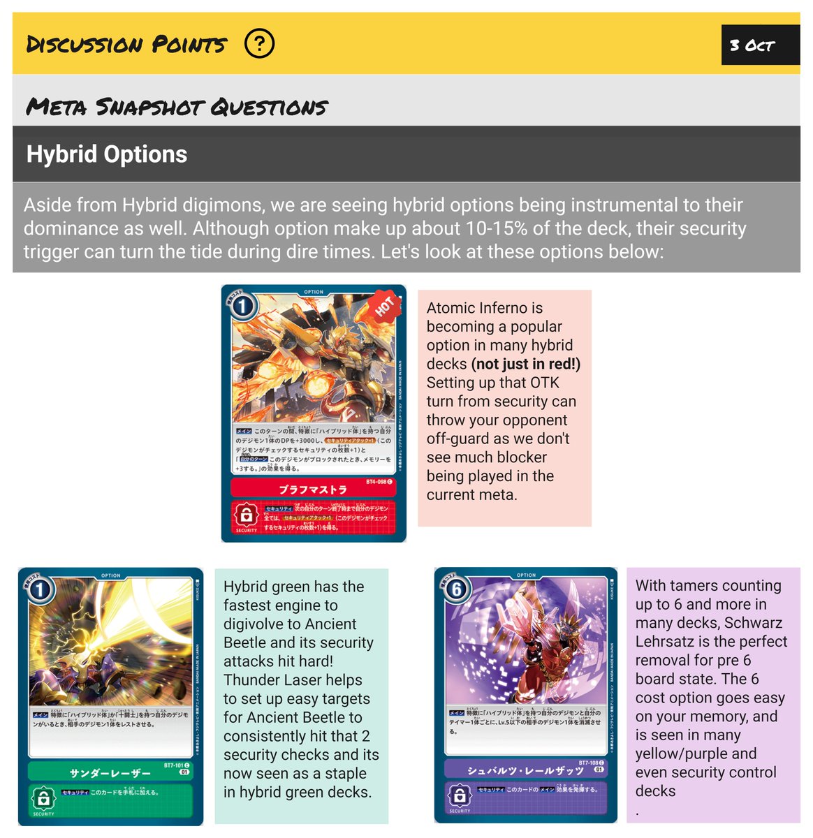 UnkerRobin's tweet photo. DDD Meta Snapshot Oct 3: The Most Diverse Meta!Sparkles
For latest updates on leaks & decklists, click on this link to find out more https://t.co/CyMOZ7NQMR
#Digimon
#TradingCardGame
#BT7
#Metasnapshot
#デジモン
#デジカ
#デジモンカードゲーム https://t.co/NGtOgTHRtM