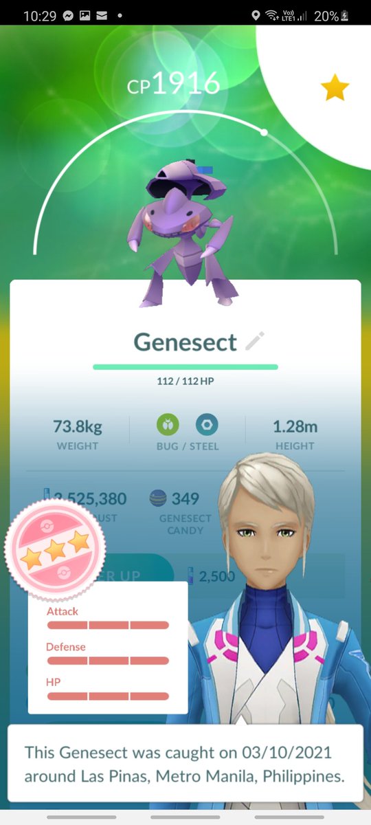 HundoShinny's tweet photo. Thanks GBL for this hundo Genesect. Now have all drives at  💯. 💪 
#PokemonGO https://t.co/RoMavc5iH8