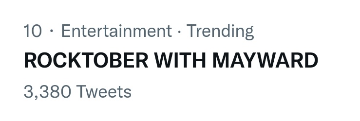 mwtrendsetter's tweet photo. ROCKTOBER WITH MAYWARD is now trending nationwide at 10th spot! #ASAProcktober @ASAPOfficial @iwantasapofc

#MayWard 
@maymayentrata07 @Barber_Edward_ https://t.co/rqhSUdIn75