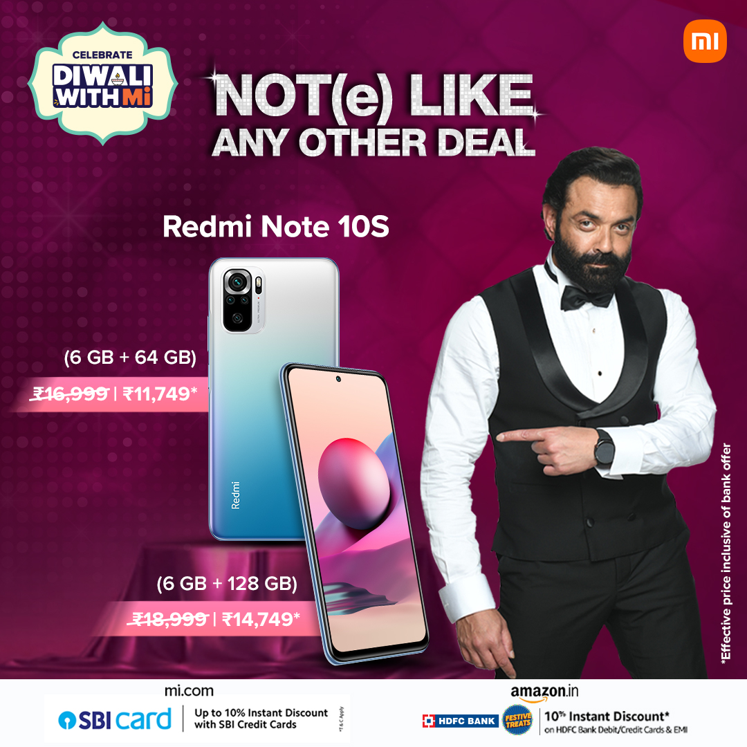 RedmiIndia's tweet photo. The game is on🚨!!!
Time to level up during the #DiwaliWithMi sale with #RedmiNote10S
Get the #SavagePerformance #StunningCamera starting @ just ₹11,749!
🛒https://t.co/cwYEXdVQIo | @amazonIN
👉 https://t.co/wig2ERYN3N https://t.co/RdpeMyhPT4