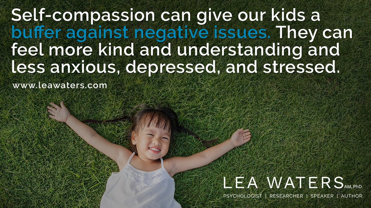 ProfLeaWaters's tweet photo. Self-compassion can give our kids a buffer against negative issues. They can feel more kind and understanding and less anxious, depressed, and stressed.

Want more info? Go => https://t.co/AntARXa9tr

#staypositive #selfcompassion #selflove #childrenwellbeing #nurture #wellbeing https://t.co/t06lEEV7Yn