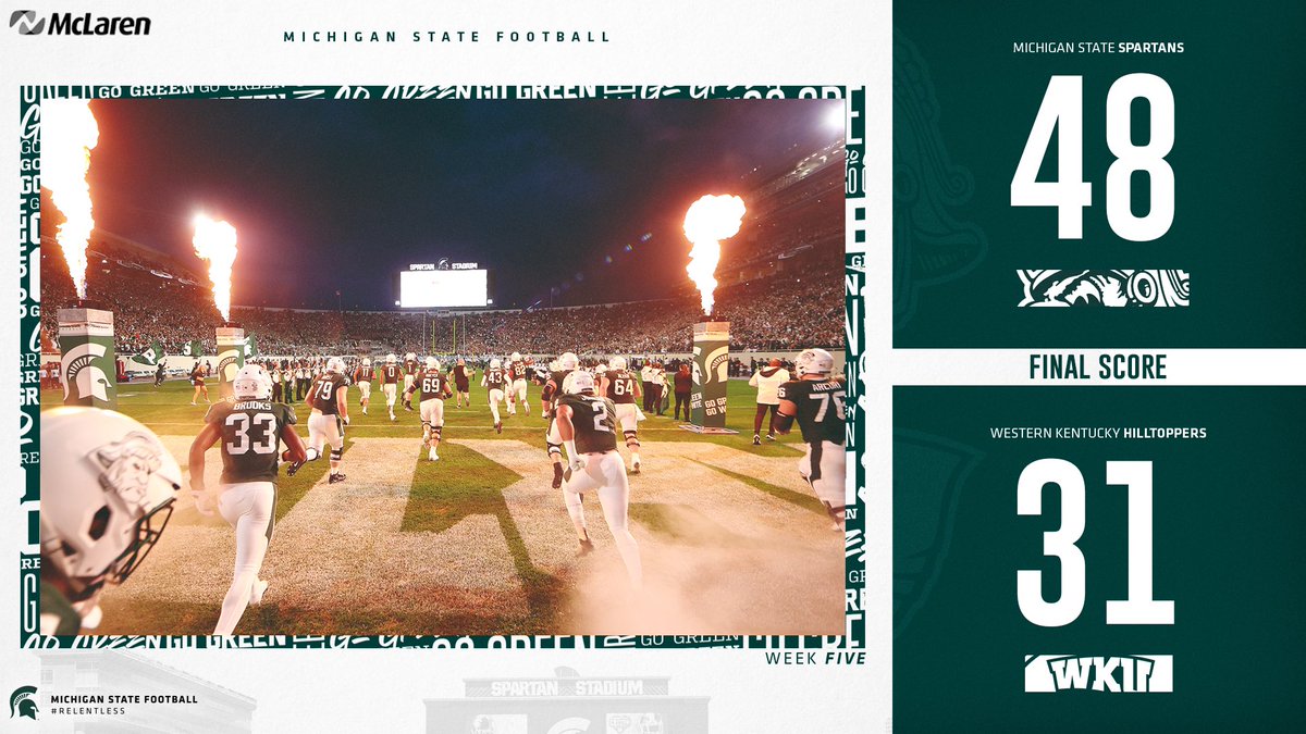 MSU_Football's tweet photo. Final from EL. #GoGreen https://t.co/XftnCMApcm