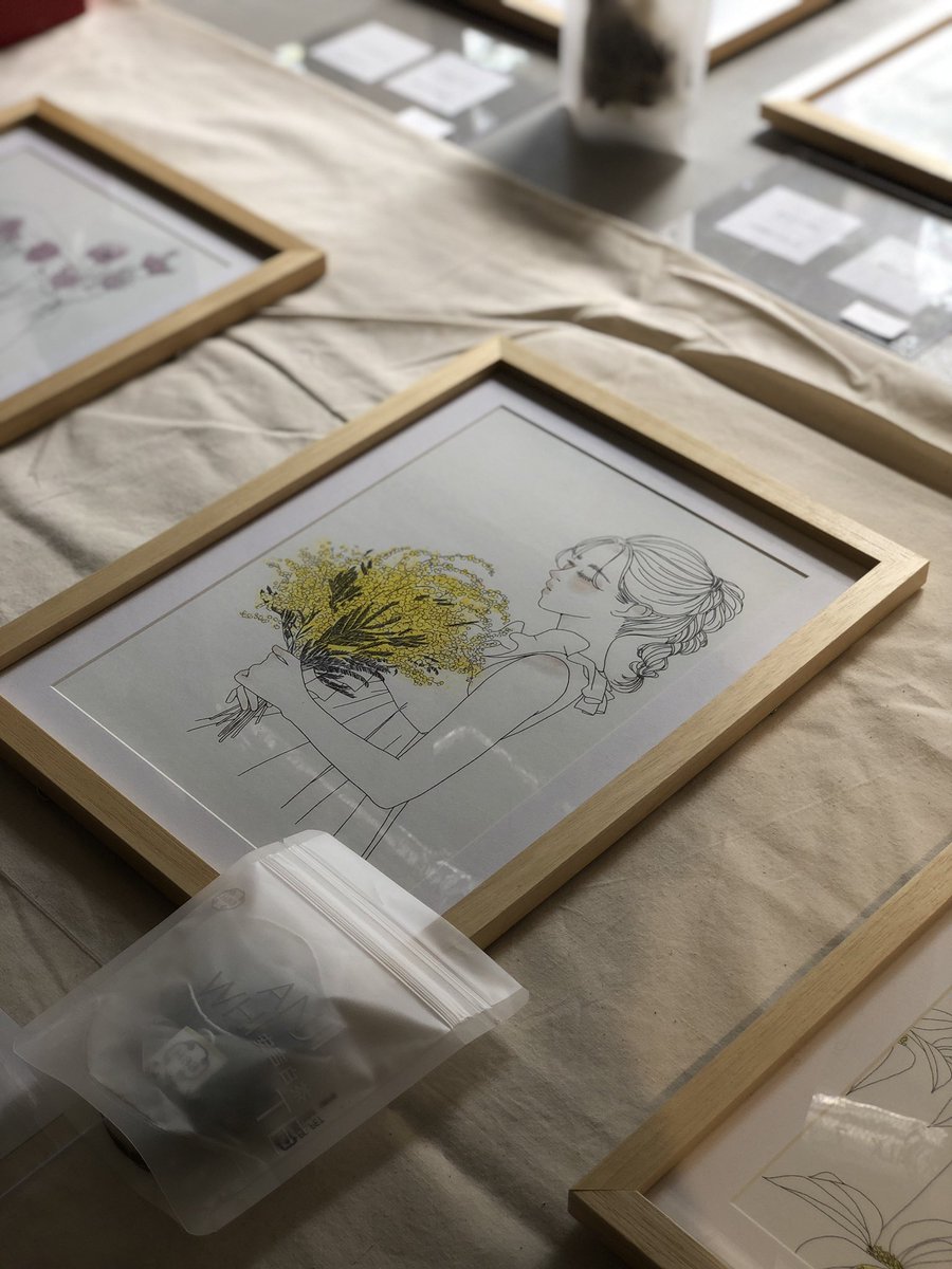 2_basa's tweet image. 今日は #hellopopup で美味しい中国茶片手に1日中目黒で仕事中。はるちゃんのイラストとhaaさんのお茶のコラボ。ほっこり。